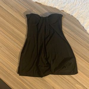 Black drapey tube top blouse